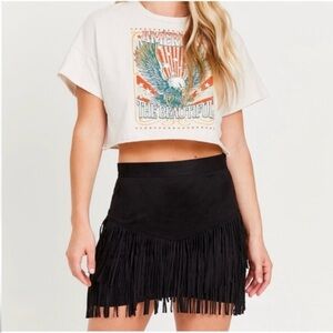 Altar'd State Farah Fringe Tiered Mini Skirt